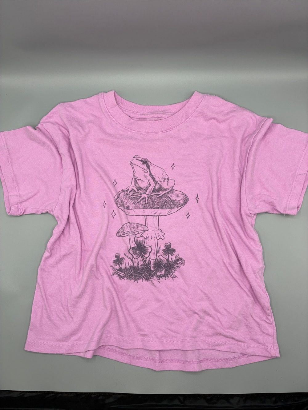 3/$10 SO Pink Frog on Mushroom Graphic Tee